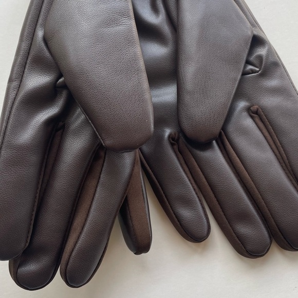 Men's Gloves Faux Leather Gathered Wrist  isotoner Insulated Large - Picture 3 of 7